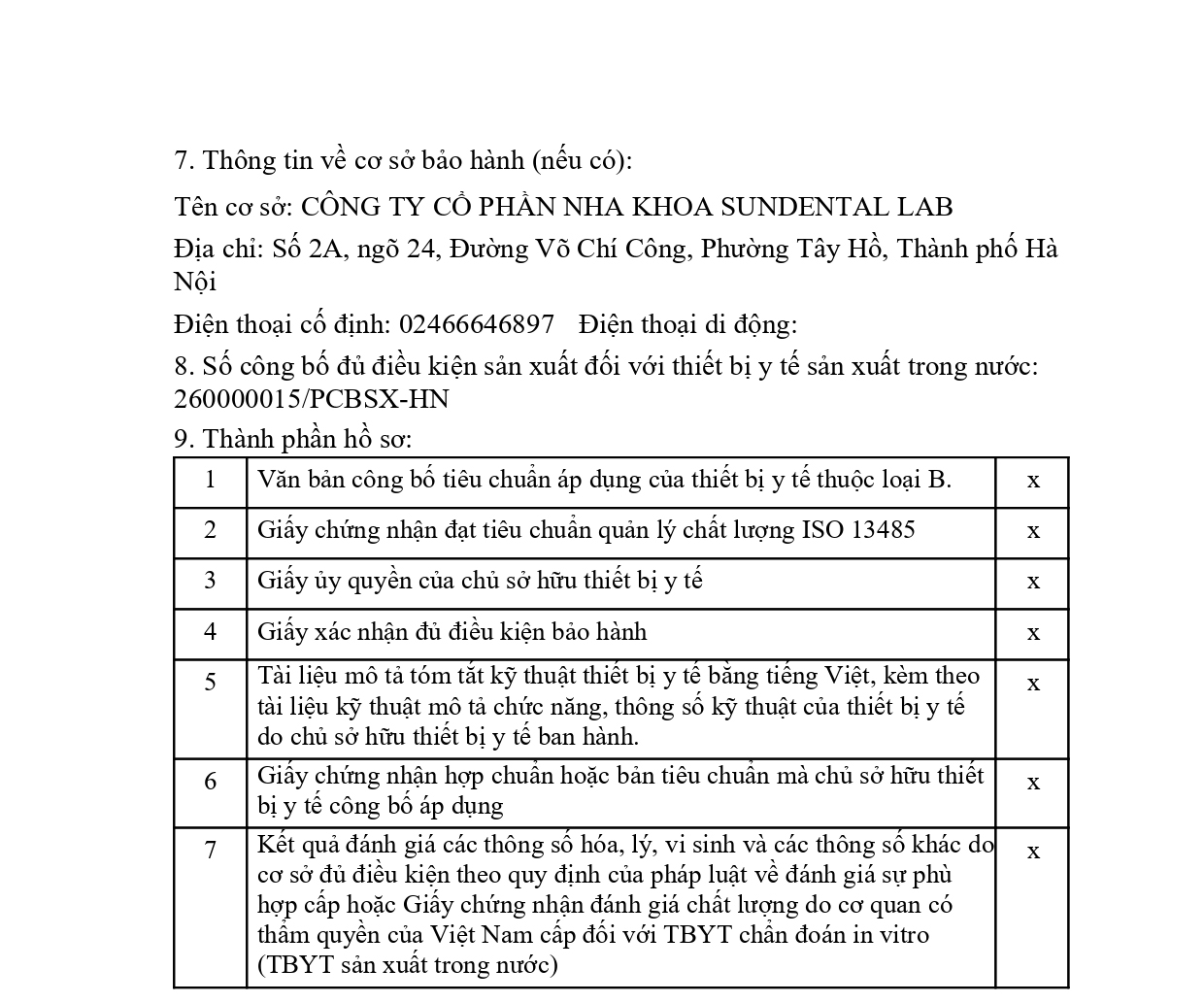 Công bố sản phẩm sứ không kim loại 